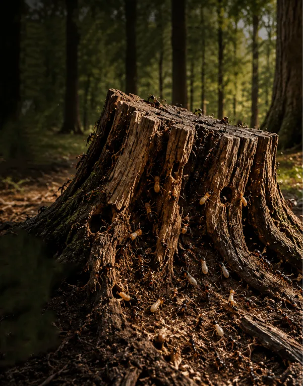 Old tree stump in a wooded area